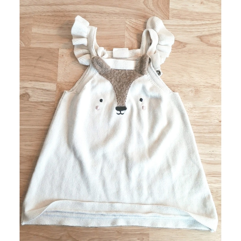 Viverano Organics Fox Jacquard Knit Baby Tunic Dress Organic Cotton 12-18 Months
